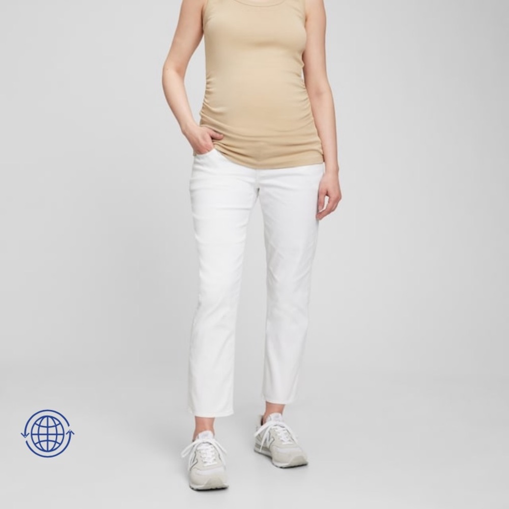 Gap Maternity True Waistband Full Panel Cheeky Straight Jeans in White